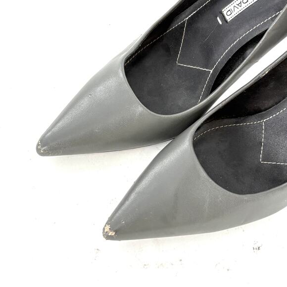 Charles David Leather Heels 7.5 Gray Pumps Academia Office Career Capsule - Picture 5 of 6
